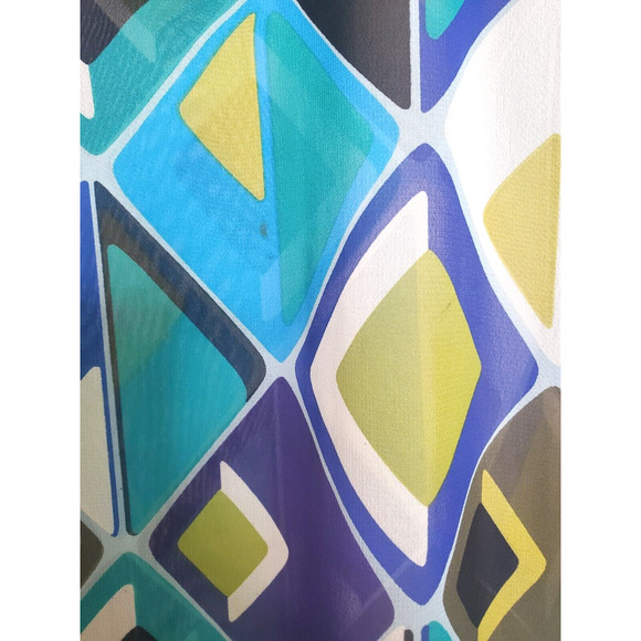 Sunny Leigh Womens Sheer Blue and Green Multicolor V-Neck Artsy Tunic Sz L - Picture 4 of 6